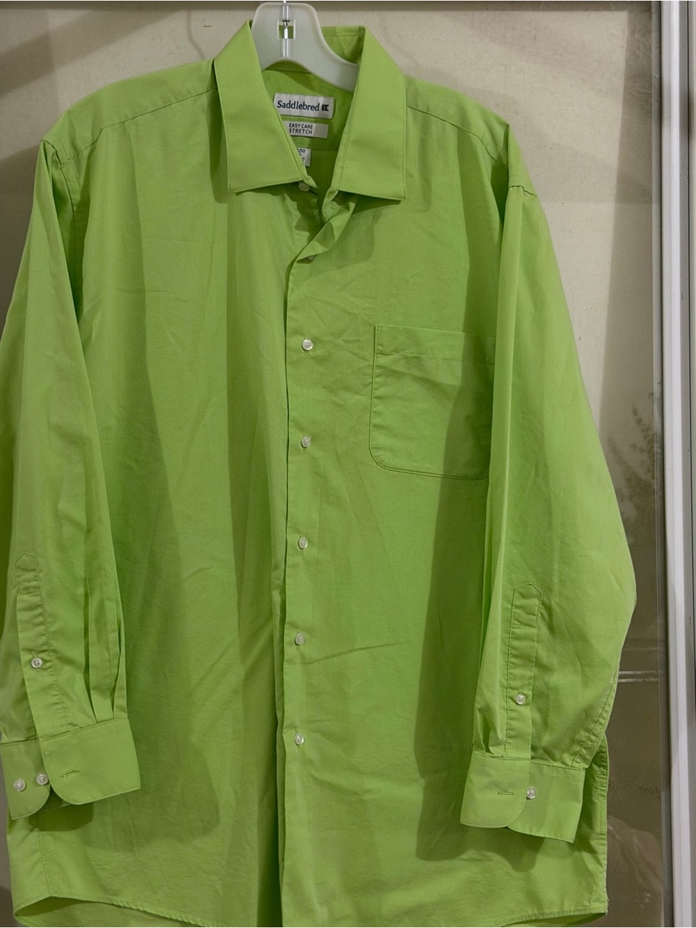Saddlebred Men's Bright Lime Green Button-Up Dress Shirt